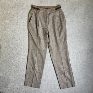 Iris Arnim Pants Womens FR 36 28x28 Brown Wool Silk Blend Elastic Waist Casual